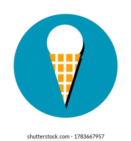 Vektorsymbol mit leckerem Eis in einem Waffelrohr. Einzige Illustration im Flachstil.
