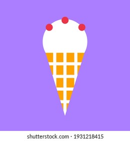 Icono vector con delicioso helado en un tubo de gofre. Berry roja. Ilustración aislada en estilo plano.