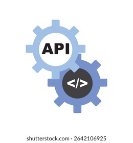 Vector icon depicting API tools for seamless integration in technology and software development.