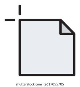 Vector icon depicting a document file with a plus symbol. This icon represents actions like creating, adding, or opening a new file.
