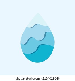 Vector icon depicting a drop in different shades of blue and cyan. Logo for water supply companies or people dealing with water. Vector illustration.