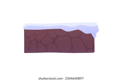 A vector icon depicting a flying island with rocks and snow-white snow. The fantastic game landscape is suitable for game level or fantastic backgrounds