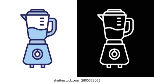 A vector icon depicting a kitchen blender, available in a style with blue color fill and a white outline.