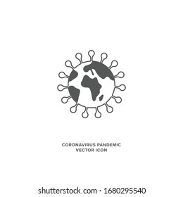 Vector icon depicting the Planet Earth and Coronavirus or CoViD-19 pandemic. EPS10
