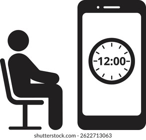 Vector Icon Depicting Smartphone Addiction and Excessive Screen Time