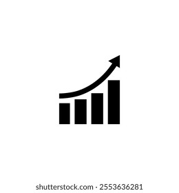 Vector icon depicting an upward bar graph with arrow, symbolizing growth.