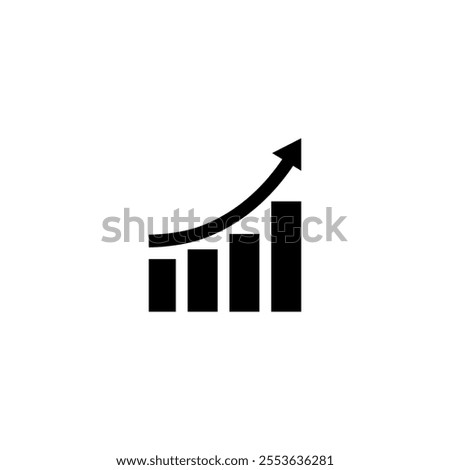 Vector icon depicting an upward bar graph with arrow, symbolizing growth.