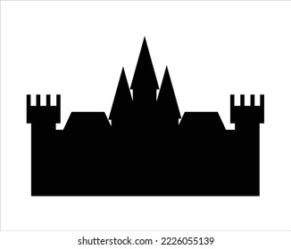 Vektorsymbol-Design eines schwarzen Schlosses, das gewöhnlich gleichbedeutend mit halloween Day oder dem Hof von dracula oder vampires ist