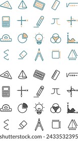 vector icon design with black and color lines with a mathematics theme