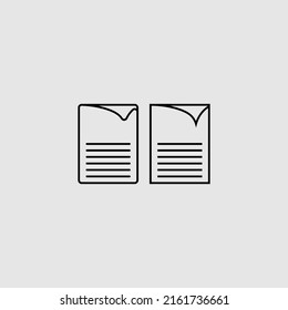 vector icon design computer file simple line shape with open paper 2 pieces eps 10