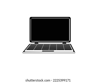 vector icon design of an electronic object called a laptop which is usually used for typing, doing office or school assignments as well as watching movies and listening to music