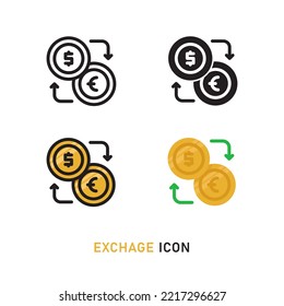 Vector Icon Design of Exchange, Style In Icon Outline, Solid, Filled Outline and Flat, Perfect For Mobile and Website