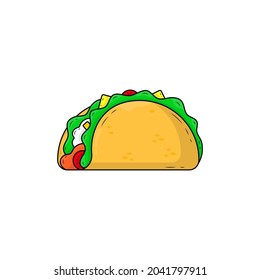 Vector icon design, Flat line mexican taco food on white background.