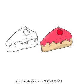 Diseño de iconos vectoriales, Pastel de línea plana sobre fondo blanco con formas de contorno.