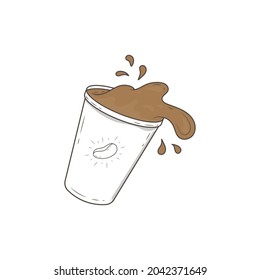 Vector icon design, Flat line spilled coffee on white background.