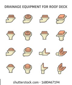 Vector icon design of floor drain and drainage equipment for roof deck.