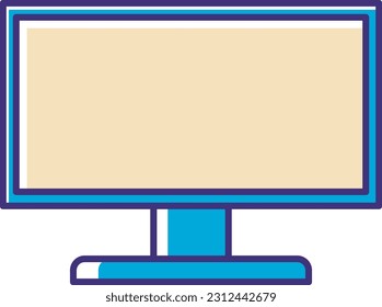 a vector icon design in the form of a blue and cream colored monitor that gives a minimalist and simple impression, this design has the theme of hardware technology.