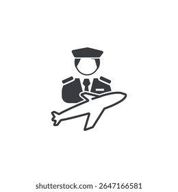 vector icon design outline of airplane pilot.