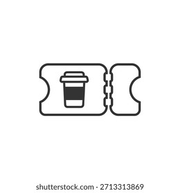 Vector icono de diseño esquema de Cupón bono de bono de bebida, descuento de compras bebida gratis.