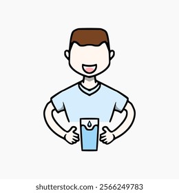 Vector icon design of person holding a glass of water in the background