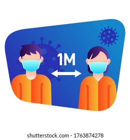 diseño de icono vector distanciamiento físico. Distancia social de la gente 