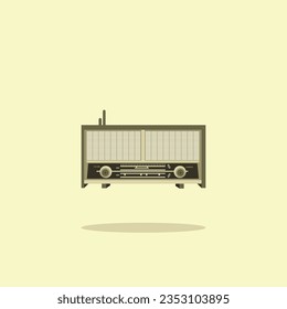 Vector Icon Design Radio Old Retro Flat Design Pastel Color Cream Brown Simple Minimalist EPS 10