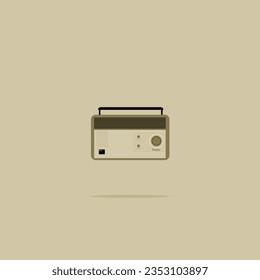 Icono del vector Diseño Radio viejo diseño plano retro diseño plano color crema marrón simple EPS minimalista 10