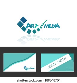 Vector icon design template with business card