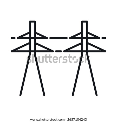 Vector icon design of transmission line supports illustrating infrastructure for electrical distribution and energy transmission