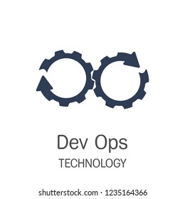 Icono vector de DevOps, representa el proceso de Desarrollo y Operaciones a través de Coglleras. 