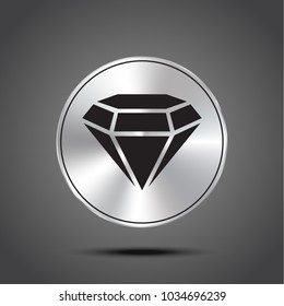 Vector icon diamond metallic isolated on dark background