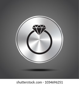 Vector icon diamond metallic isolated on dark background