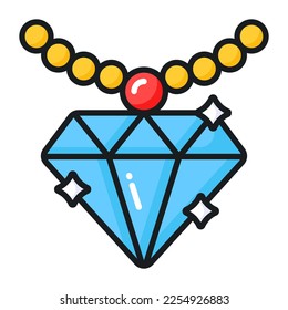 A vector icon of diamond necklace in modern and trendy style