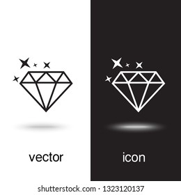 Vector icon diamond on black and white background
