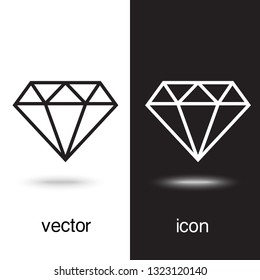 Vector icon diamond on black and white background