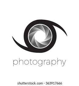 Vector icon diaphragm and eye, photography concept