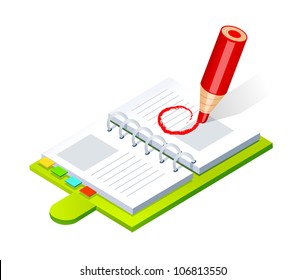 vector icon diary and color pencil