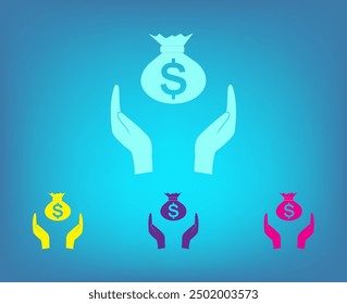 Icono de Vector de diferentes colores sobre un fondo azul