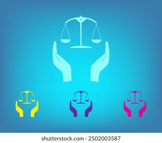 Vector icon of different colors on a blue background