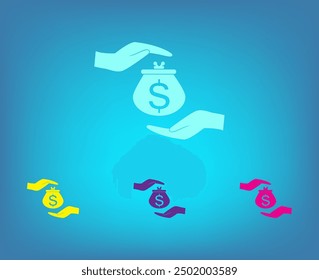 Icono de Vector de diferentes colores sobre un fondo azul