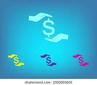 Icono de Vector de diferentes colores sobre un fondo azul