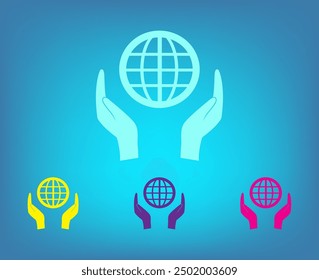 Vector icon of different colors on a blue background