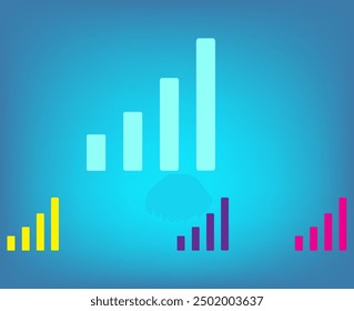 Icono de Vector de diferentes colores sobre un fondo azul
