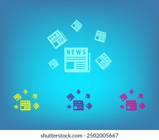 Vector icon of different colors on a blue background