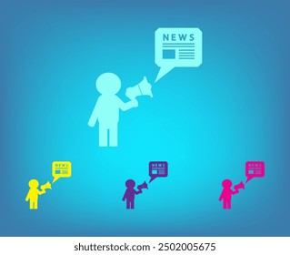 Icono de Vector de diferentes colores sobre un fondo azul