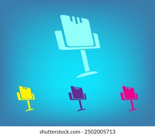 Vector icon of different colors on a blue background