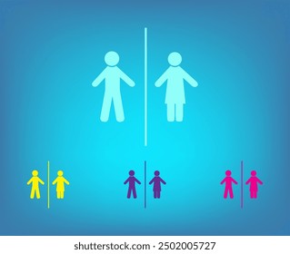 Vector icon of different colors on a blue background