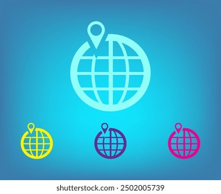 Vector icon of different colors on a blue background