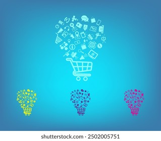 Vector icon of different colors on a blue background