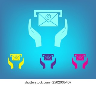 Vector icon of different colors on a blue background